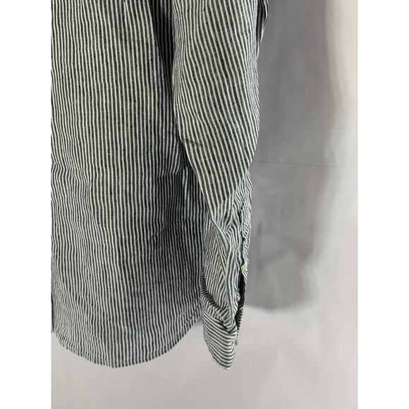 KNOWLEDGE COTTON APPAREL Men's Blue/White Pinstripe Linen Button-Up Shirt SZ 2XL - Picture 5 of 9